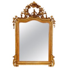Mirrors Pair of authentic Louis XV style in pure gold with rich carving 1830s