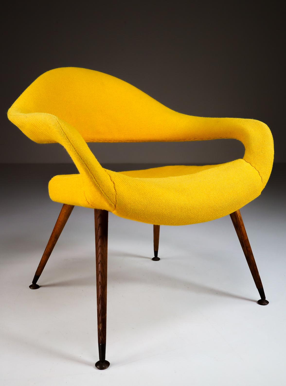 Mid-Century Modern Pair of Original Lounge Chairs by Gastone Rinaldi Armchair DU 55 P, Italy, 1954