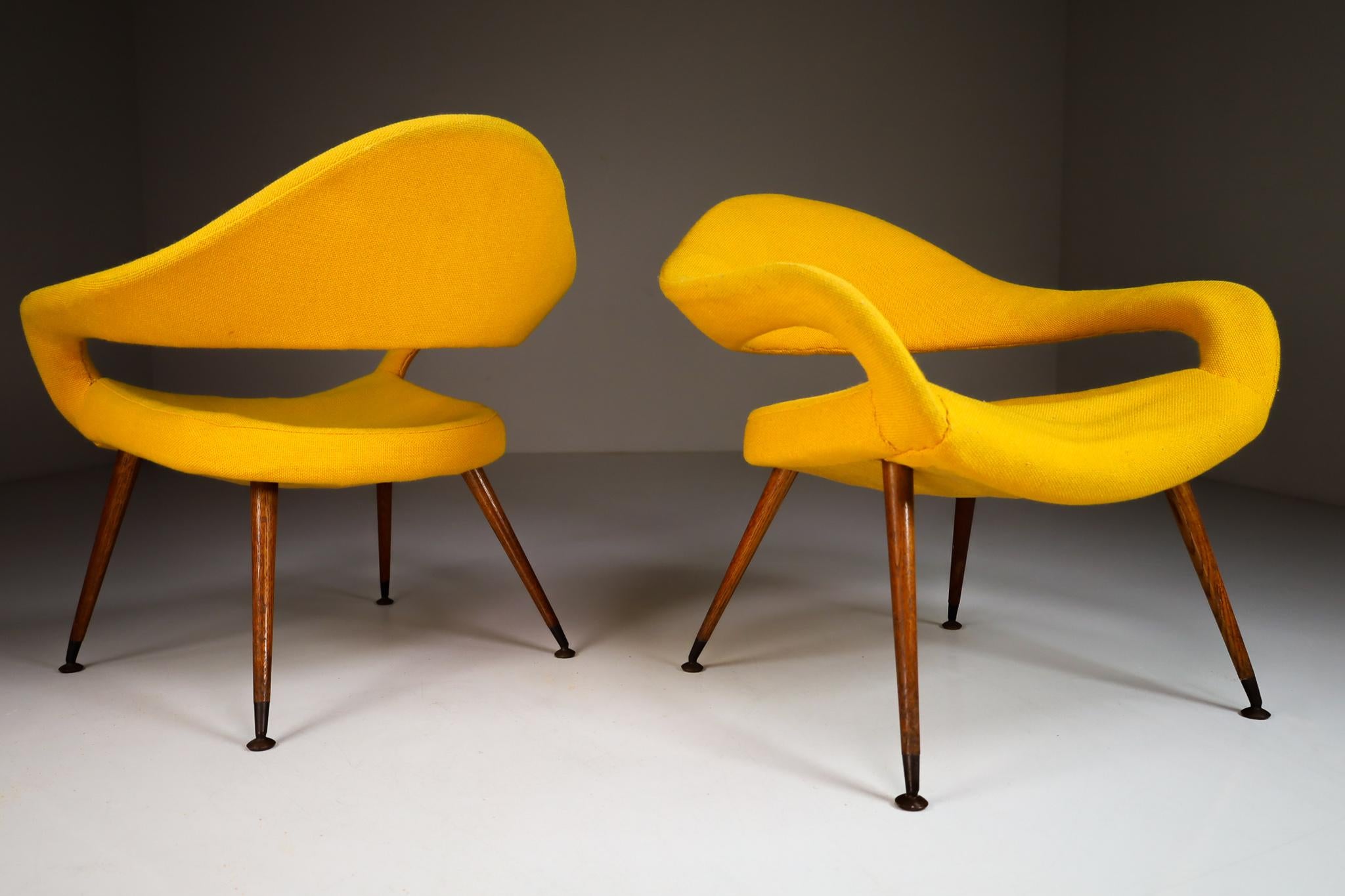 Pair of Original Lounge Chairs by Gastone Rinaldi Armchair DU 55 P, Italy, 1954 In Good Condition In Almelo, NL