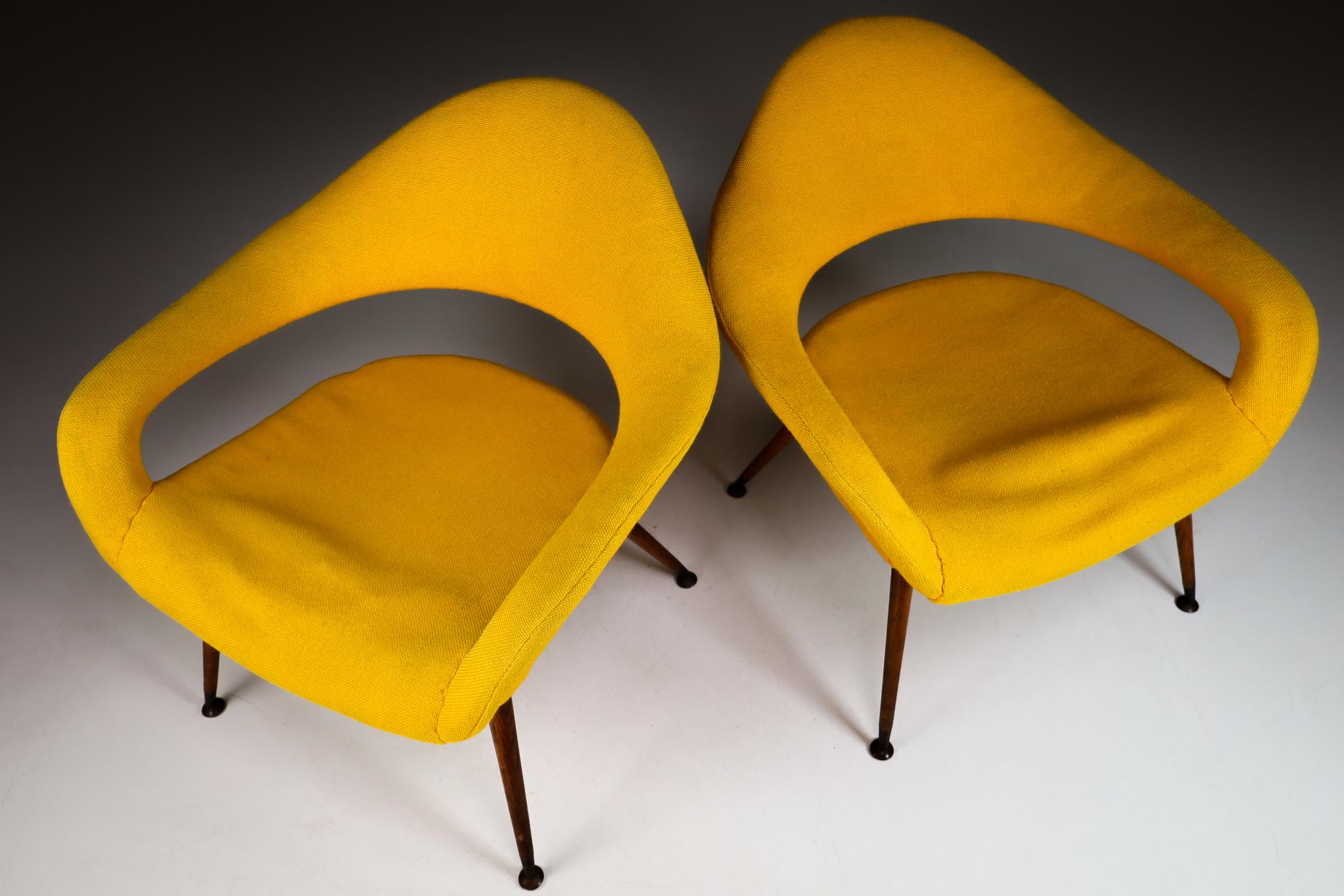 Mid-20th Century Pair of Original Lounge Chairs by Gastone Rinaldi Armchair DU 55 P, Italy, 1954