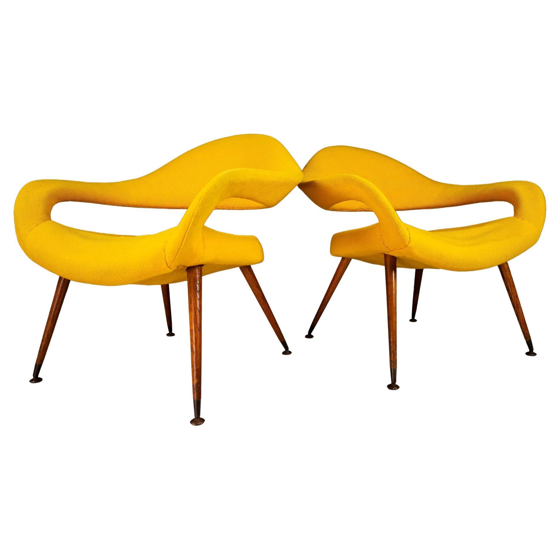 Pair of Original Lounge Chairs by Gastone Rinaldi Armchair DU 55 P, Italy, 1954