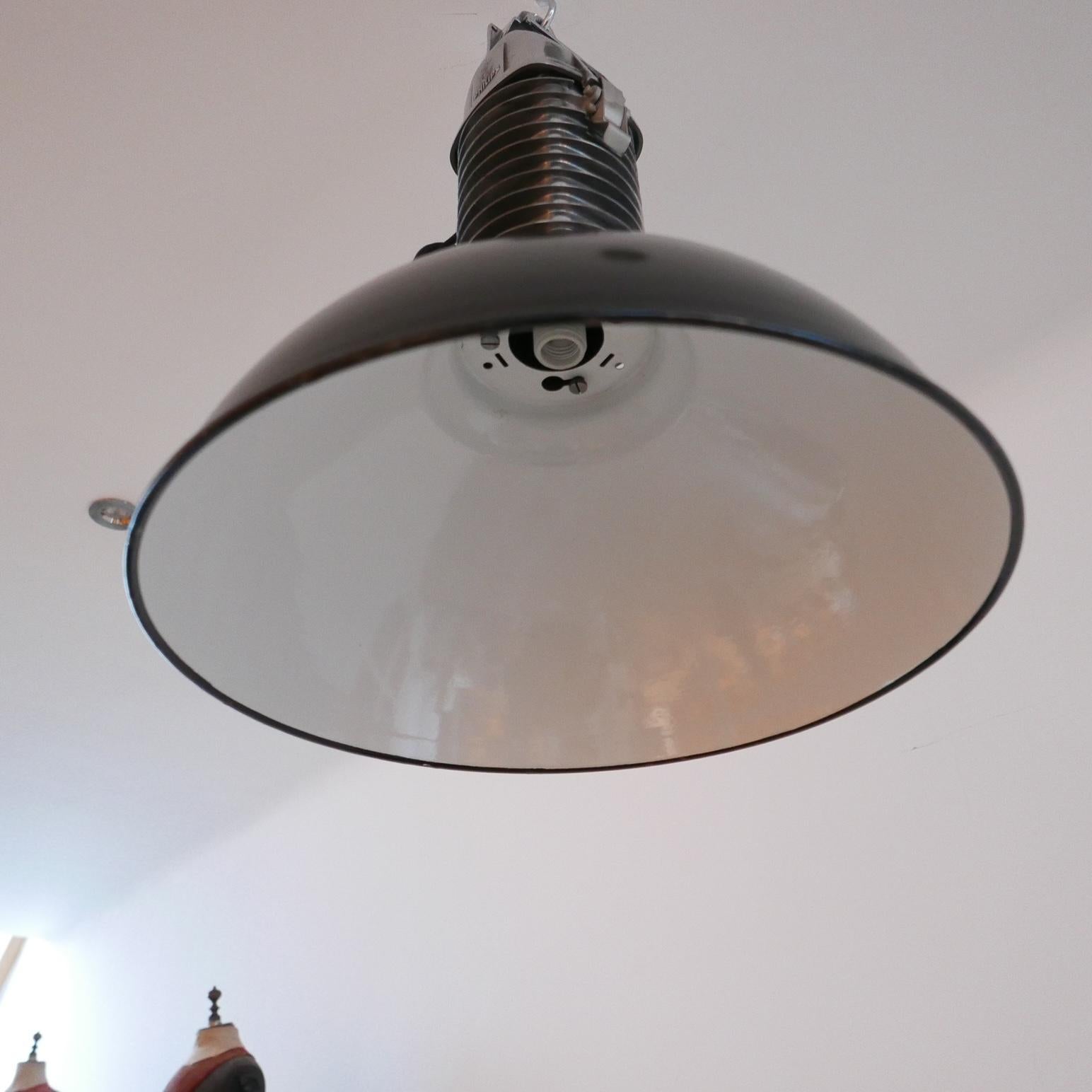 Mid-20th Century Pair of Original Mid-Century Dutch Philips Industrial Pendant Lamps  For Sale