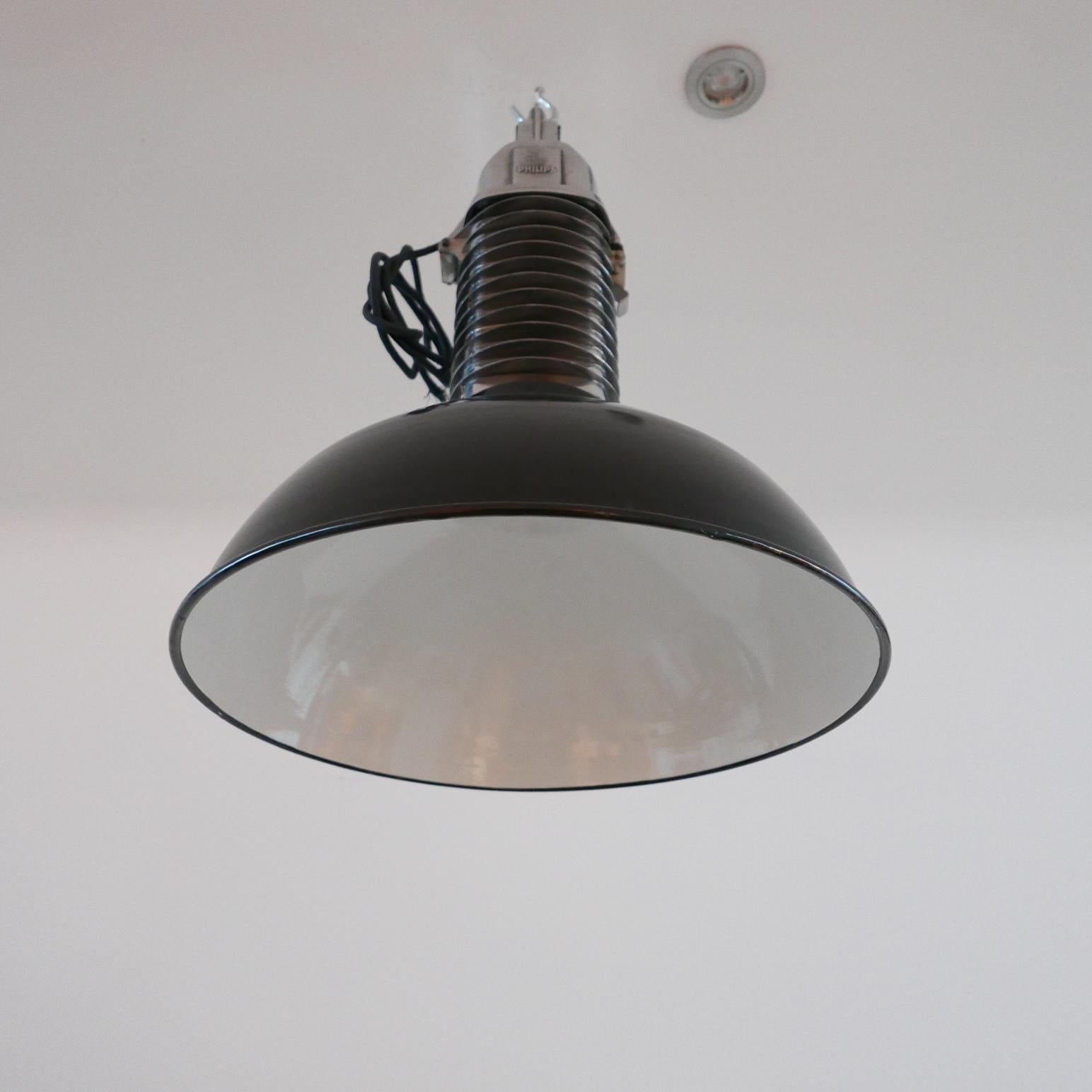 Pair of Original Mid-Century Dutch Philips Industrial Pendant Lamps  For Sale 2