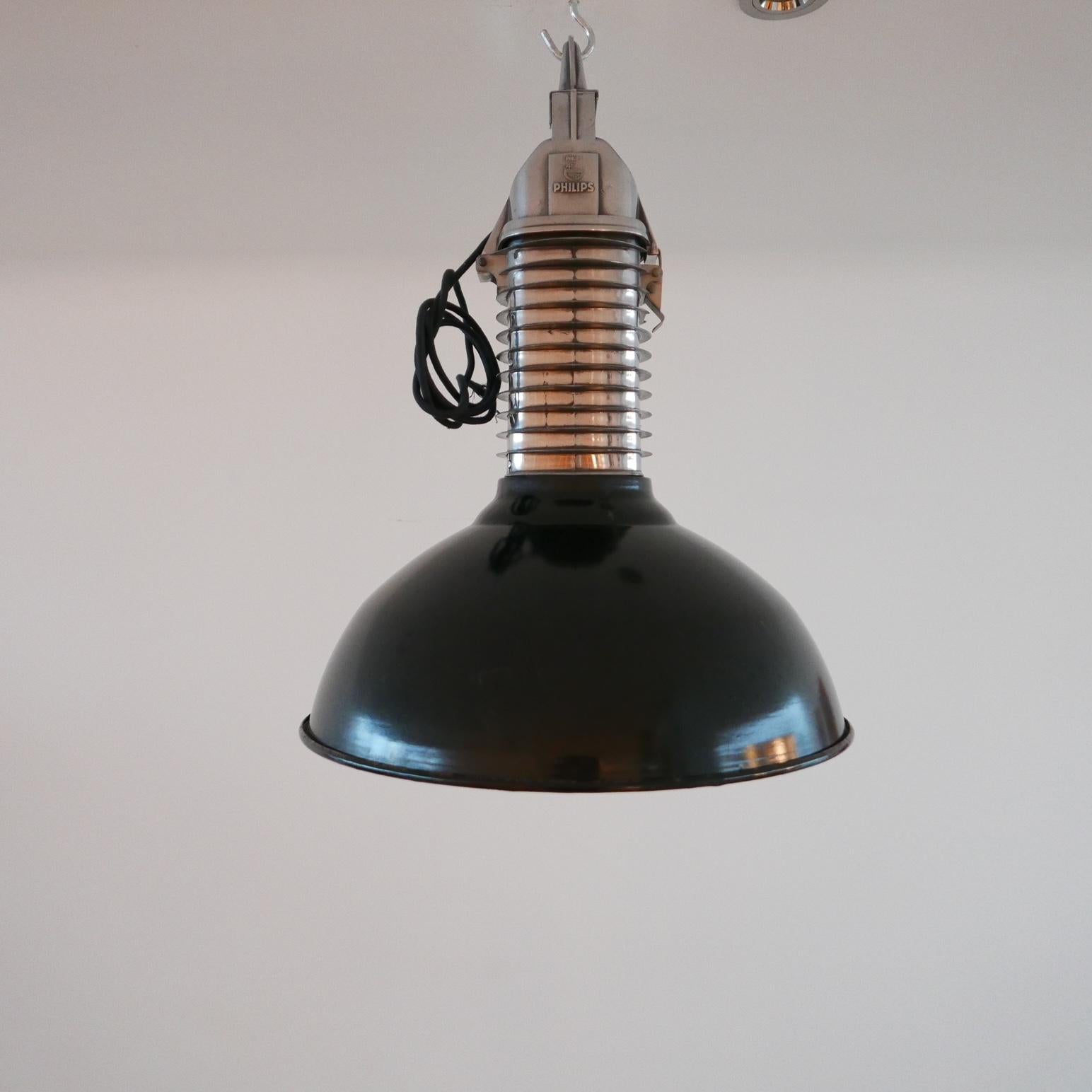 Pair of Original Mid-Century Dutch Philips Industrial Pendant Lamps  For Sale 3