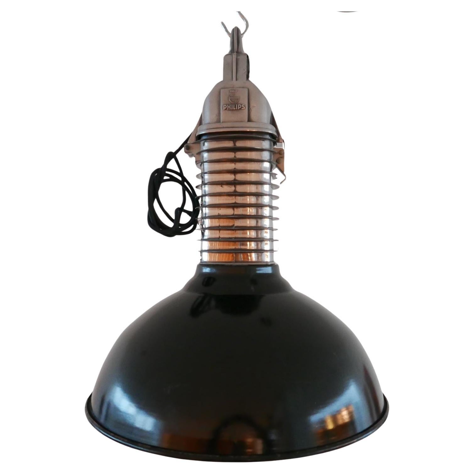 Pair of Original Mid-Century Dutch Philips Industrial Pendant Lamps 
