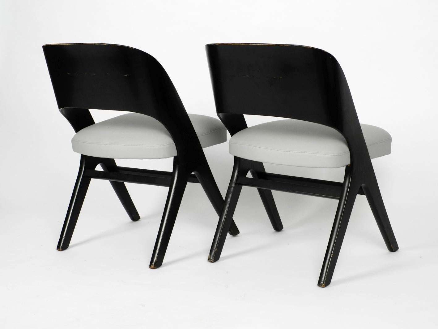 German Pair of Original Mid-Century Modern Black and Grey Chair, Carl Sasse for Casala