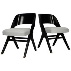 Pair of Original Mid-Century Modern Black and Grey Chair, Carl Sasse for Casala