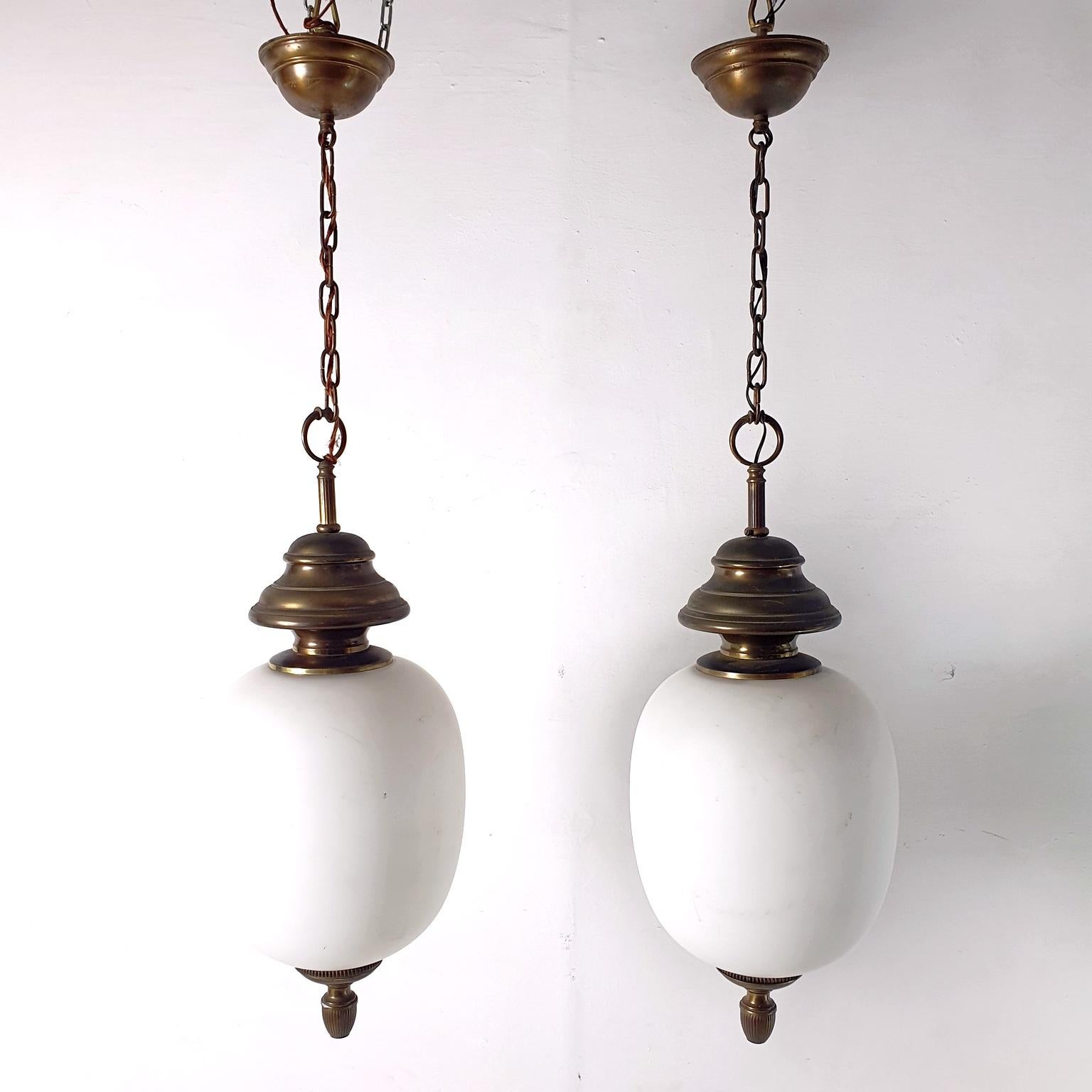 Glass Pair of Original Mid-Century Pendants by Luigi Caccia Dominioni  For Sale