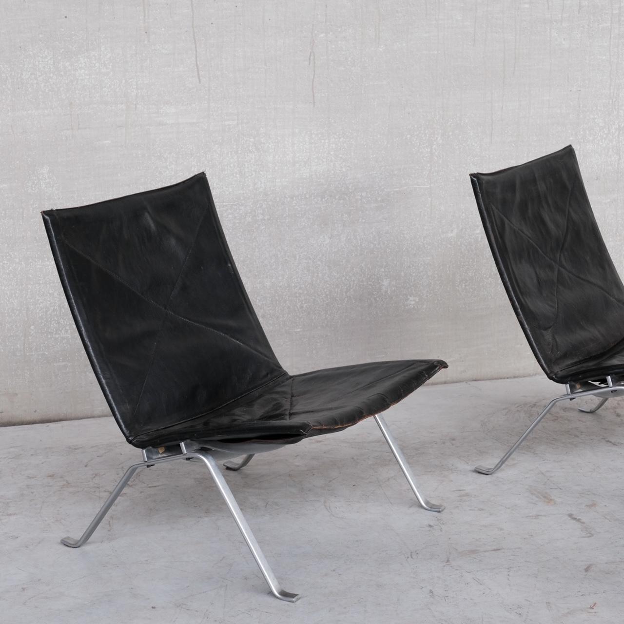 Pair of Original Mid-Century Poul Kjaerholm PK22 Leather Lounge Chairs 6