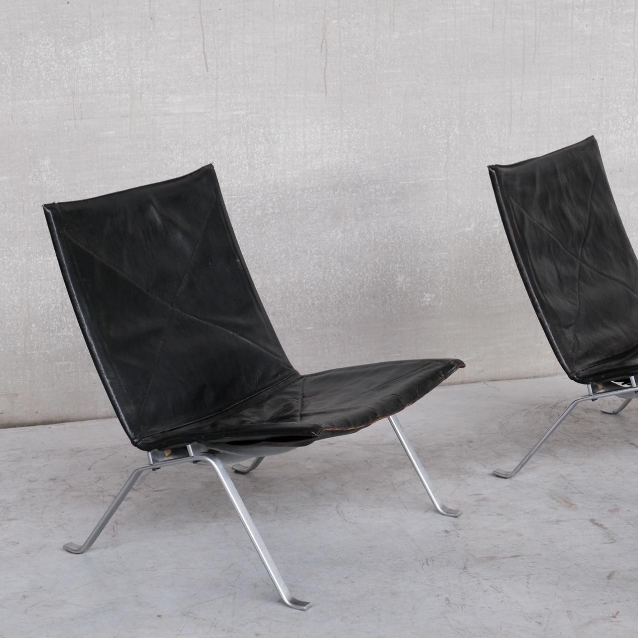 Pair of Original Mid-Century Poul Kjaerholm PK22 Leather Lounge Chairs 7