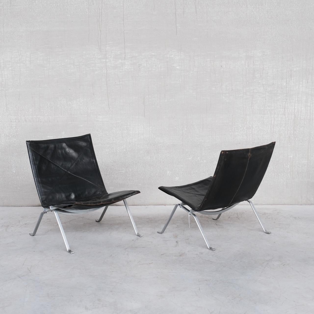Pair of Original Mid-Century Poul Kjaerholm PK22 Leather Lounge Chairs 8