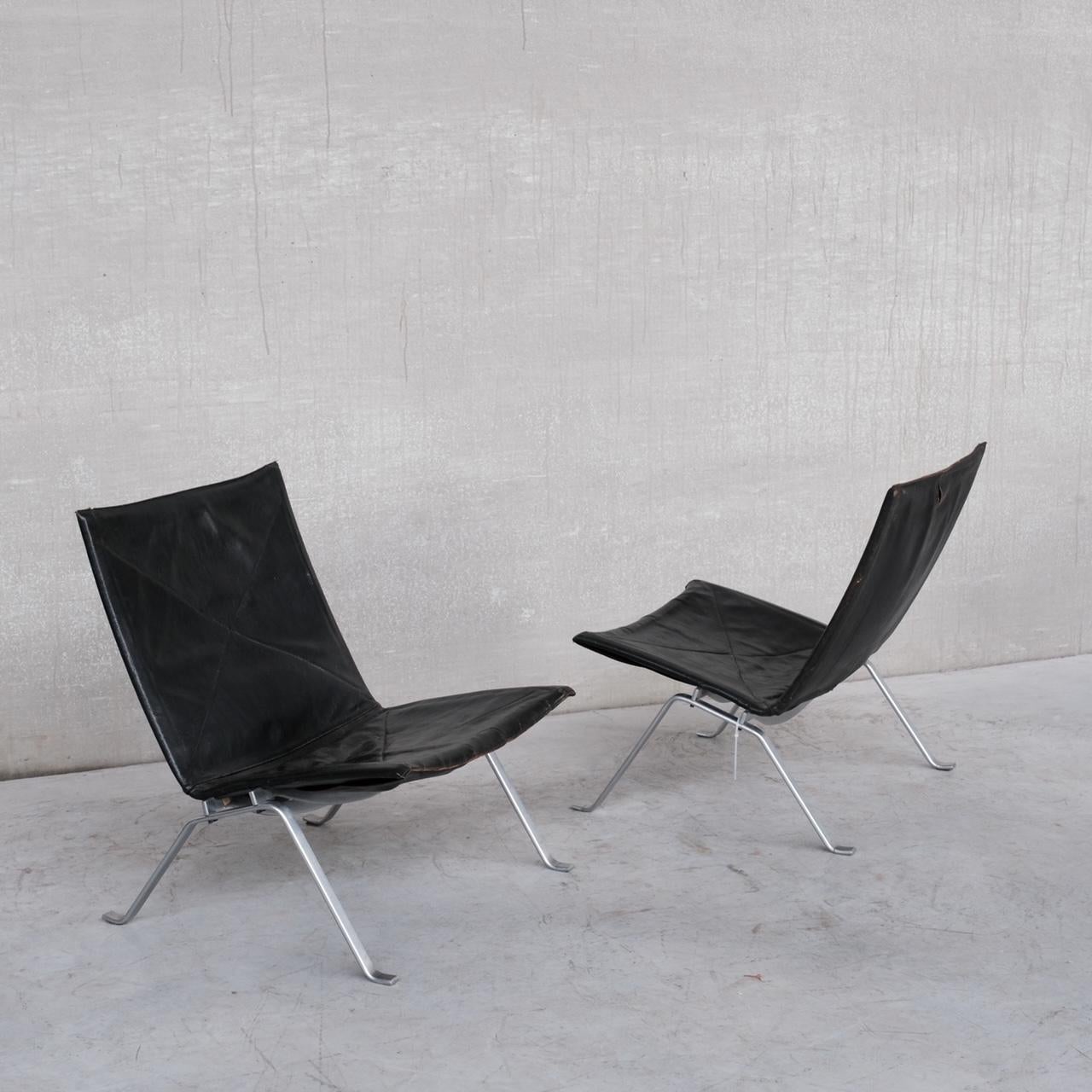 Pair of Original Mid-Century Poul Kjaerholm PK22 Leather Lounge Chairs 9