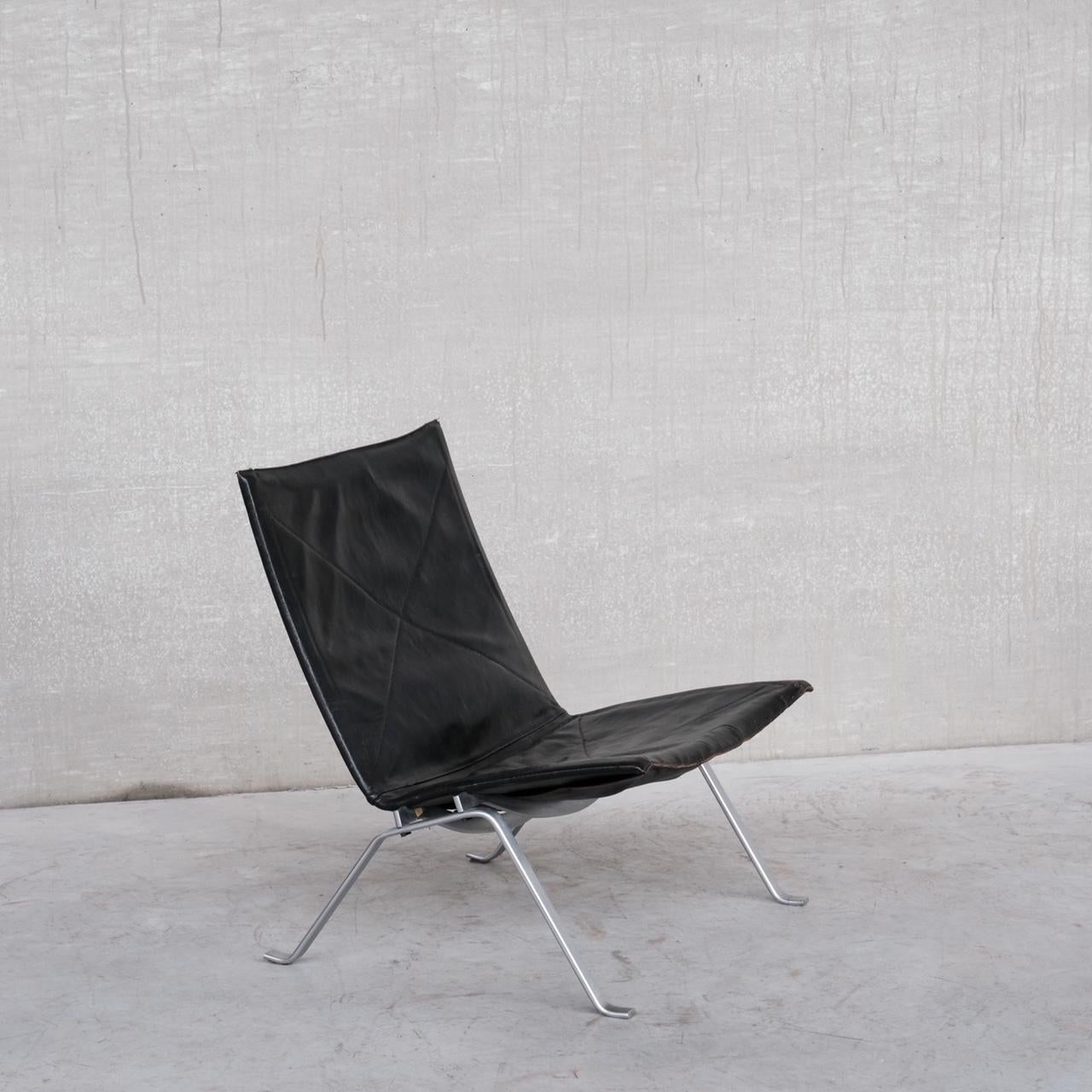 Danish Pair of Original Mid-Century Poul Kjaerholm PK22 Leather Lounge Chairs