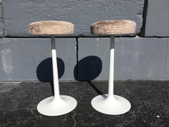 Pair of Original Mid Century Swivel Tulip Bar Stools, Style of Eero Saarinen