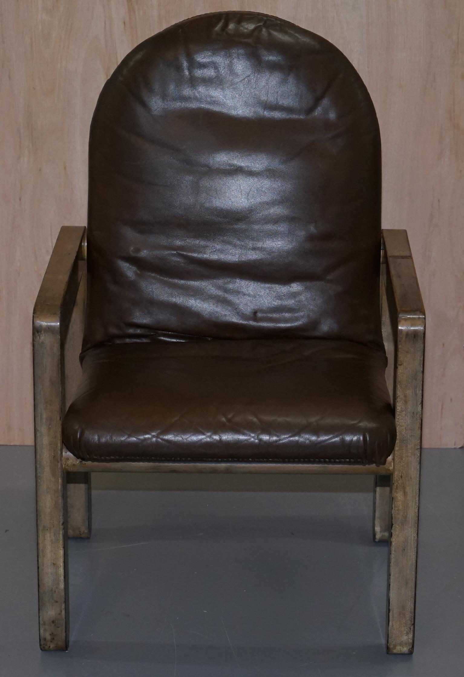Paar originale John Makepeace-Sessel aus braunem Leder aus der Mitte des Jahrhunderts im Angebot 9