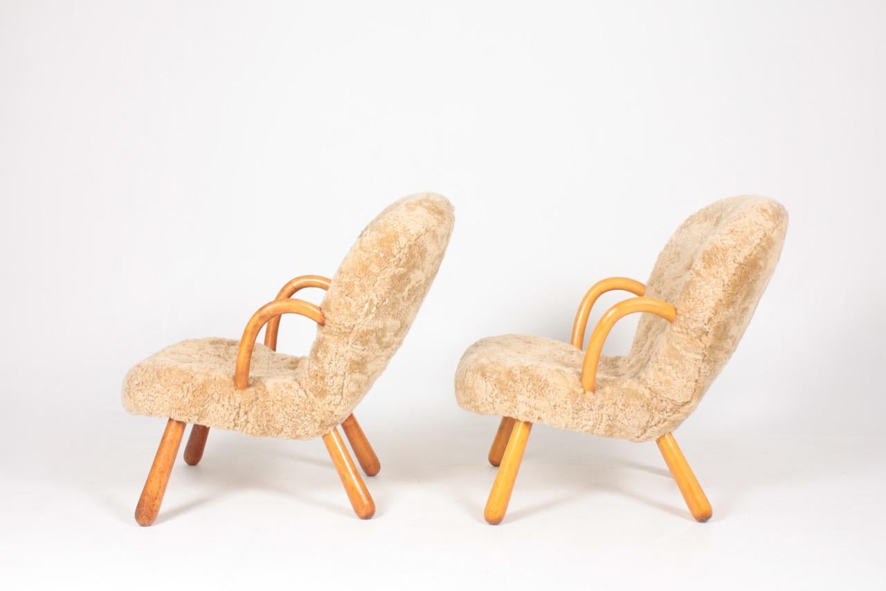 Pair of Original Midcentury Clam Chairs by Philip Arctander, Danish, 1940s 6
