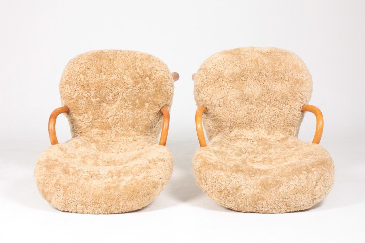 Pair of Original Midcentury Clam Chairs by Philip Arctander, Danish, 1940s 7