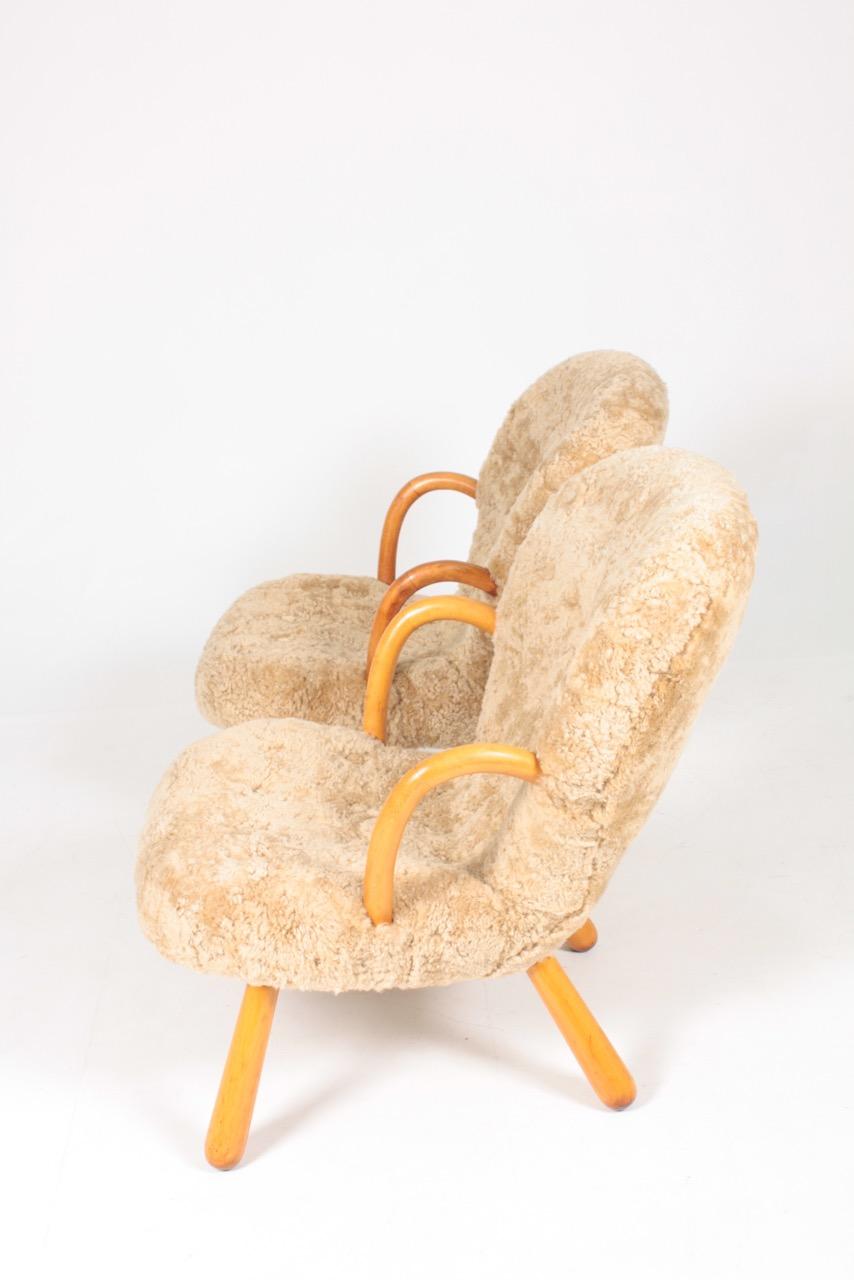 Pair of Original Midcentury Clam Chairs by Philip Arctander, Danish, 1940s 1