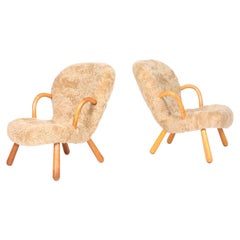 Pair of Original Midcentury Clam Chairs by Philip Arctander, Danish, 1940s