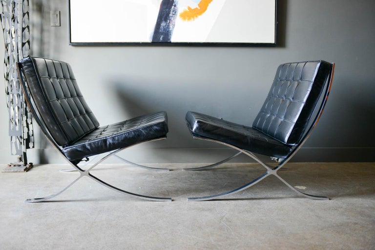 Pair of Original Mies Van Der Rohe Barcelona Chairs with ...