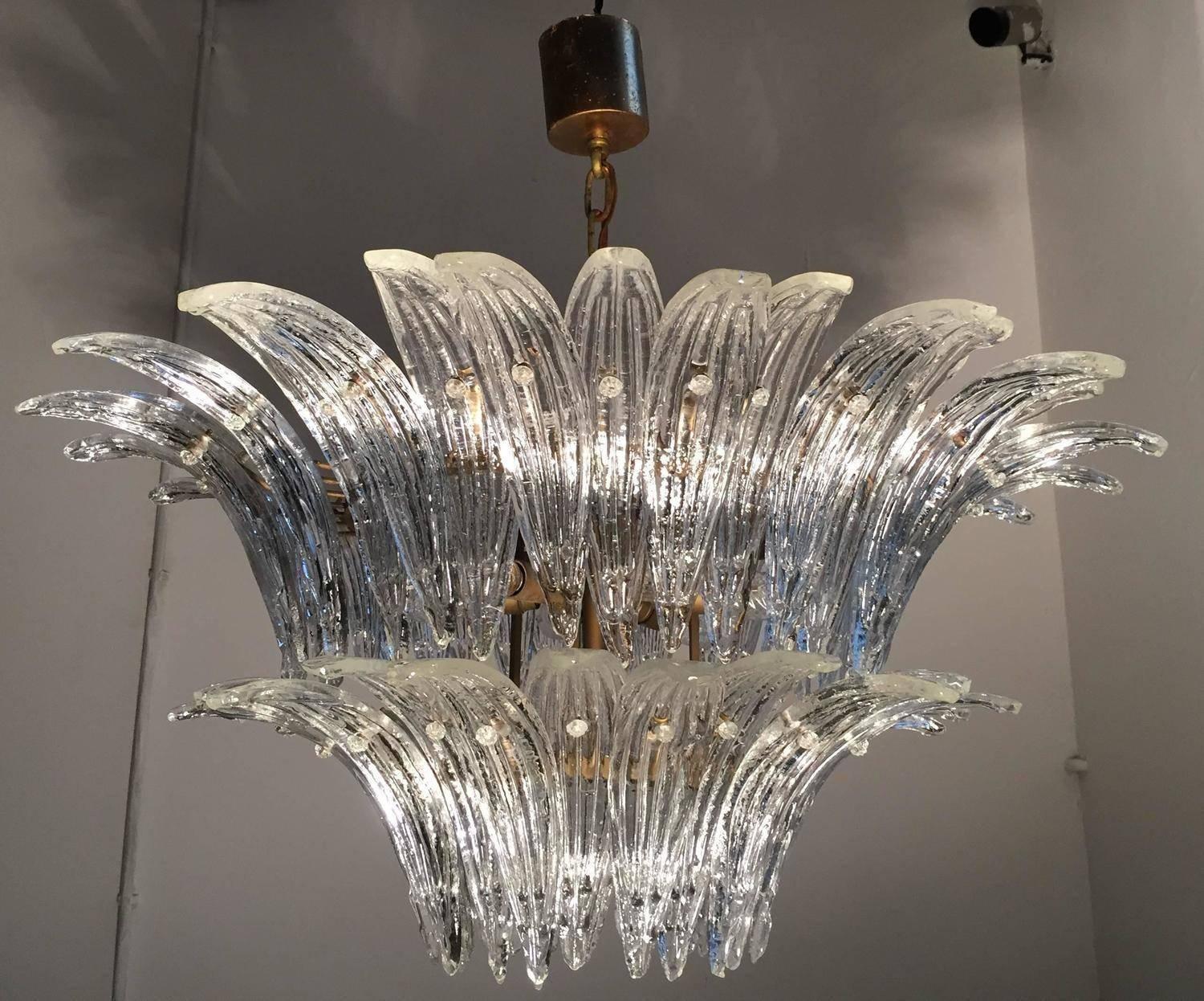 Original Palmette-Kronleuchter von Barovier & Toso, Murano, 1960er Jahre, Paar im Angebot 3