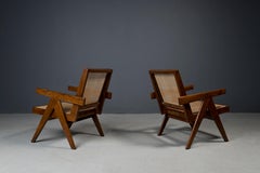 Pair of Original Pierre Jeanneret Easy Chairs, 1950s