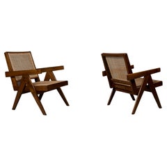 Pair of Original Pierre Jeanneret Easy Chairs, 1950s
