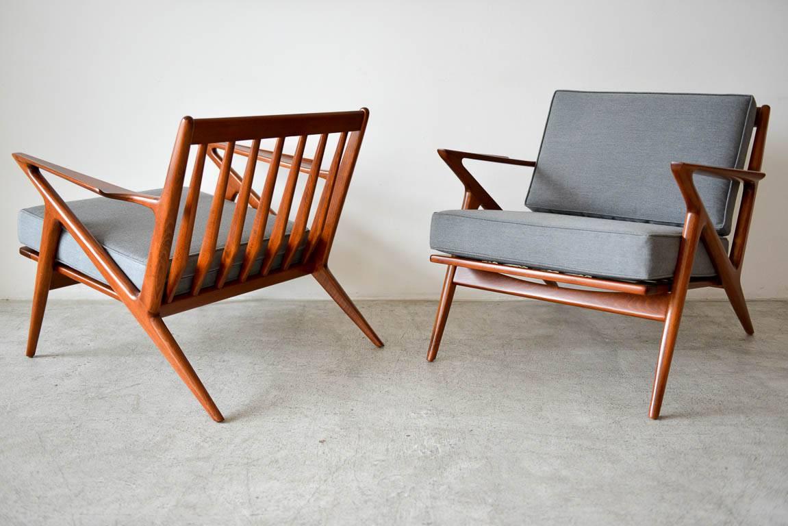 Scandinavian Modern Pair of Original Poul Jensen 'Z' Chairs by Selig, circa 1960