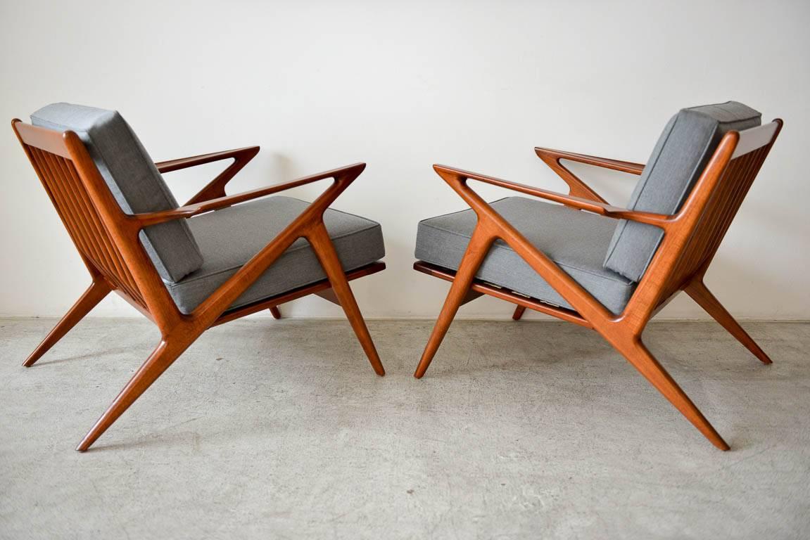 Danish Pair of Original Poul Jensen 'Z' Chairs by Selig, circa 1960