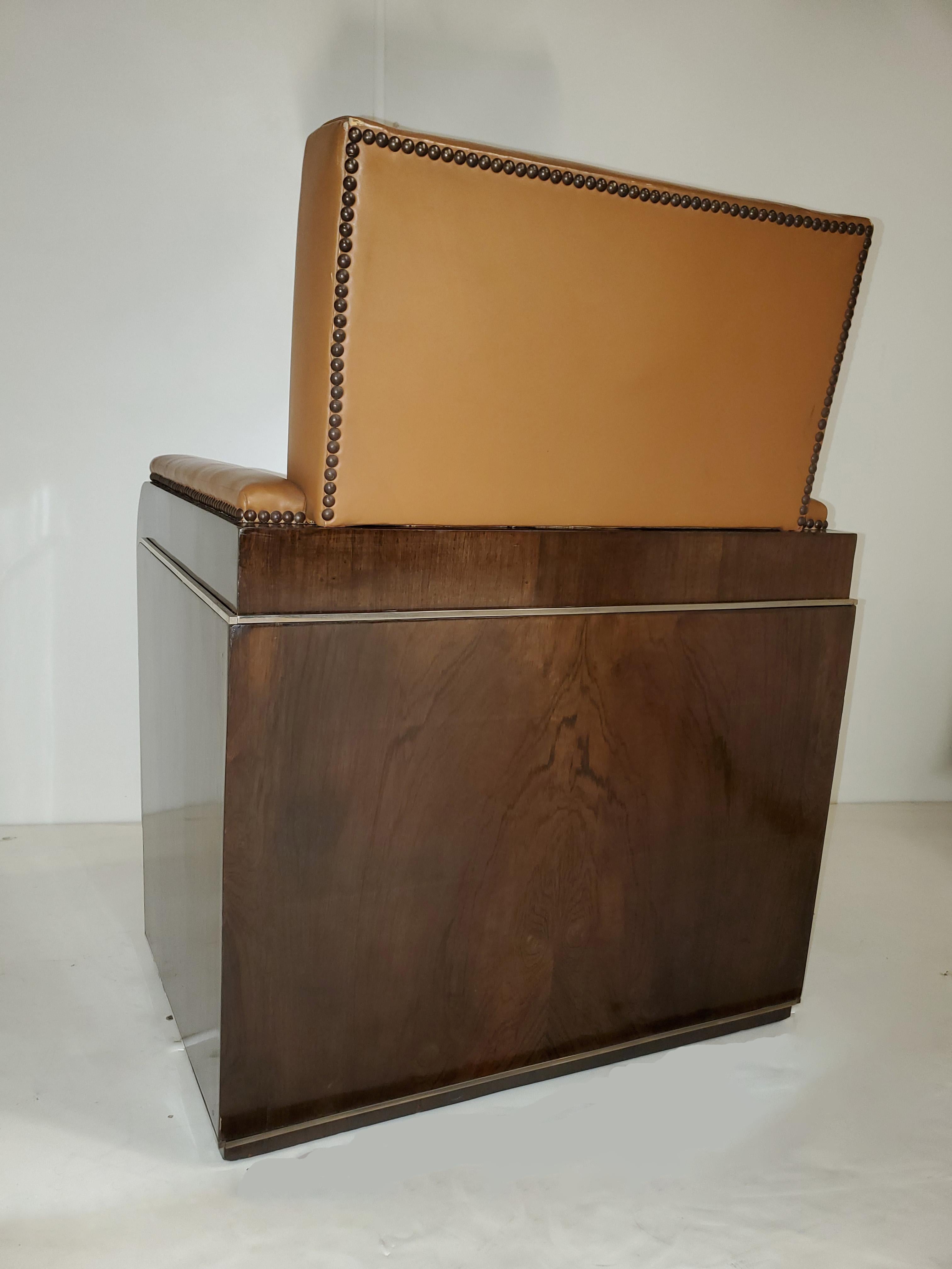 Coppia di poltrone cubiste in legno di palissandro originali e rare dell'Art Déco francese in vendita 11