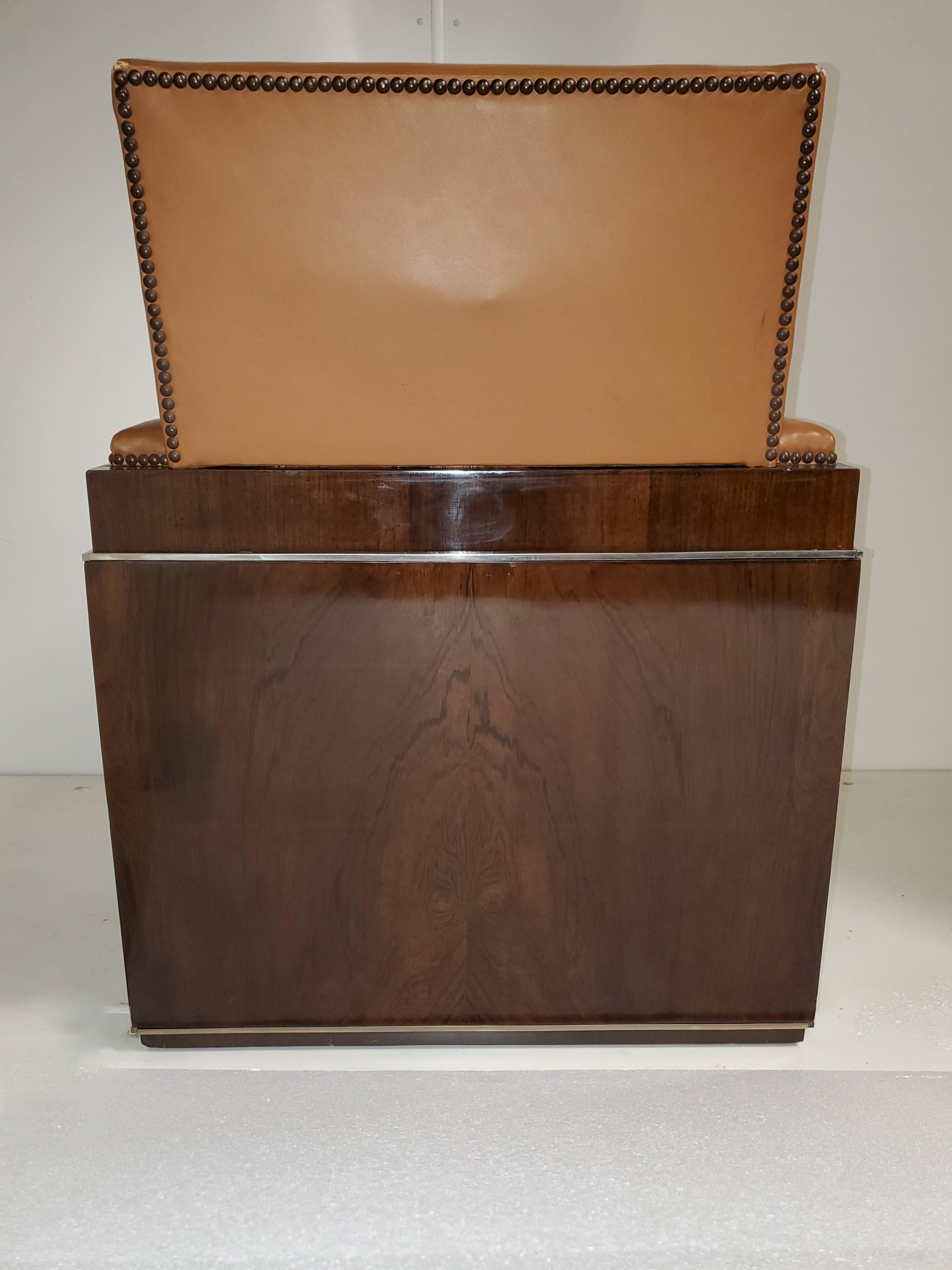 20ième siècle Paire de fauteuils club cubistes d'origine en bois de rose Art Déco français, rares et originaux en vente