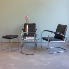 Pair of Original RS7 Streamline Bauhaus Tubular Steel Armchairs by Alfons Mauser