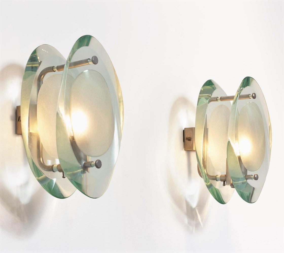 Pair of Sconces by Max Ingrand for Fontana Arte Model 2093, Italy, 1961 In Good Condition In Frankfurt am Main, DE