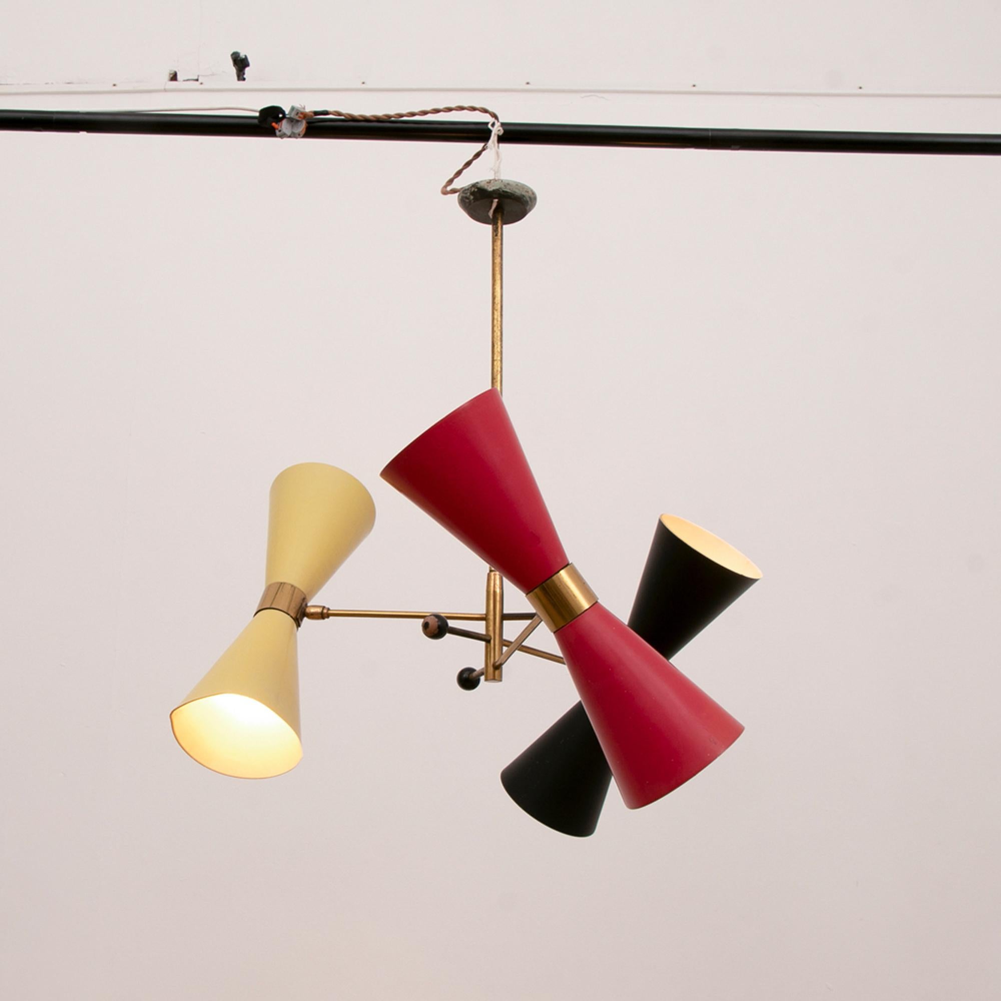 Mid-Century Modern Pair of Original Stilnovo Urchin Cone Lights c.1950