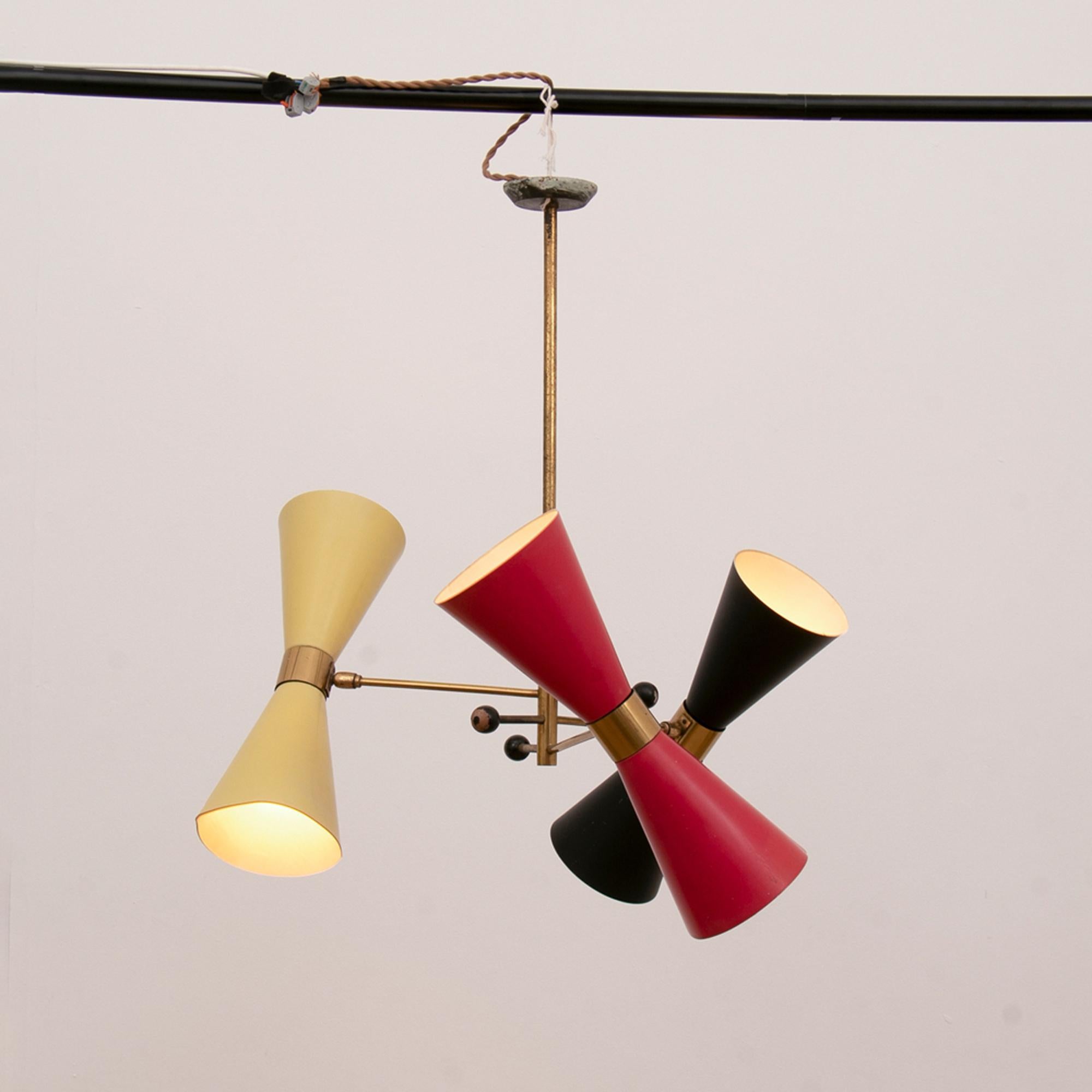 Italian Pair of Original Stilnovo Urchin Cone Lights c.1950