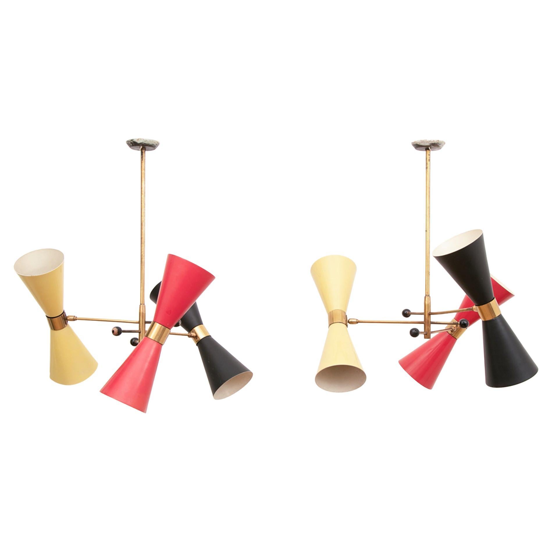 Pair of Original Stilnovo Urchin Cone Lights c.1950