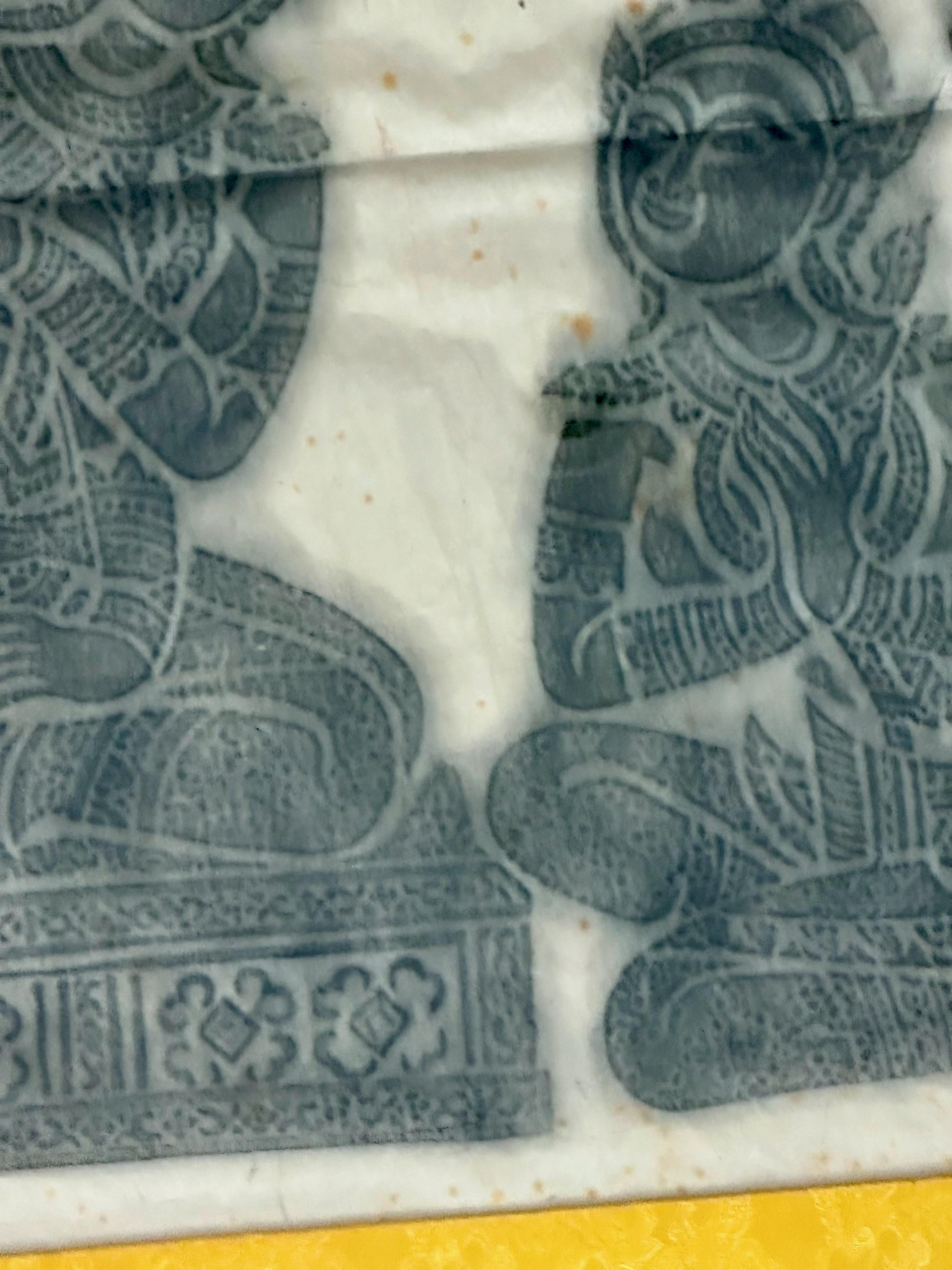 Pareja de obras de arte originales de Tailandia Templo de carboncillo con marco en venta 5