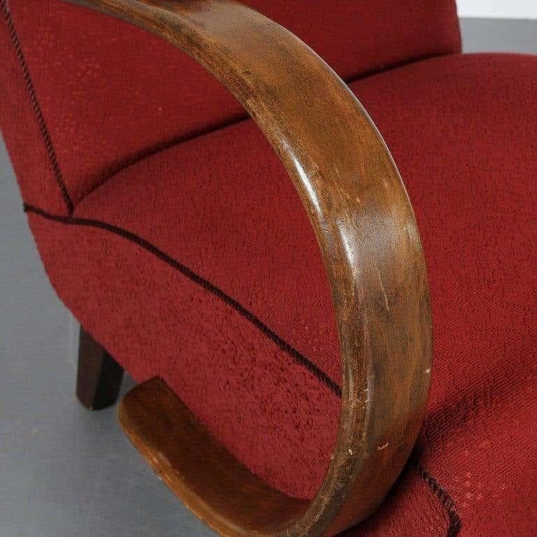Mid-20th Century Pair of Original Upholstery Jindrich Halabala Armchairs, circa 1930 For Sale