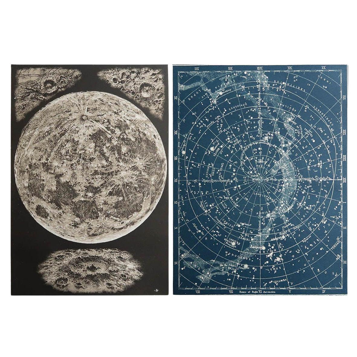 Paire d'impressions originales d'astronomie vintage. C.1920