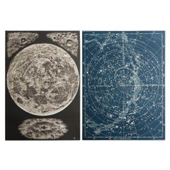 Paire d'impressions originales d'astronomie vintage. C.1920