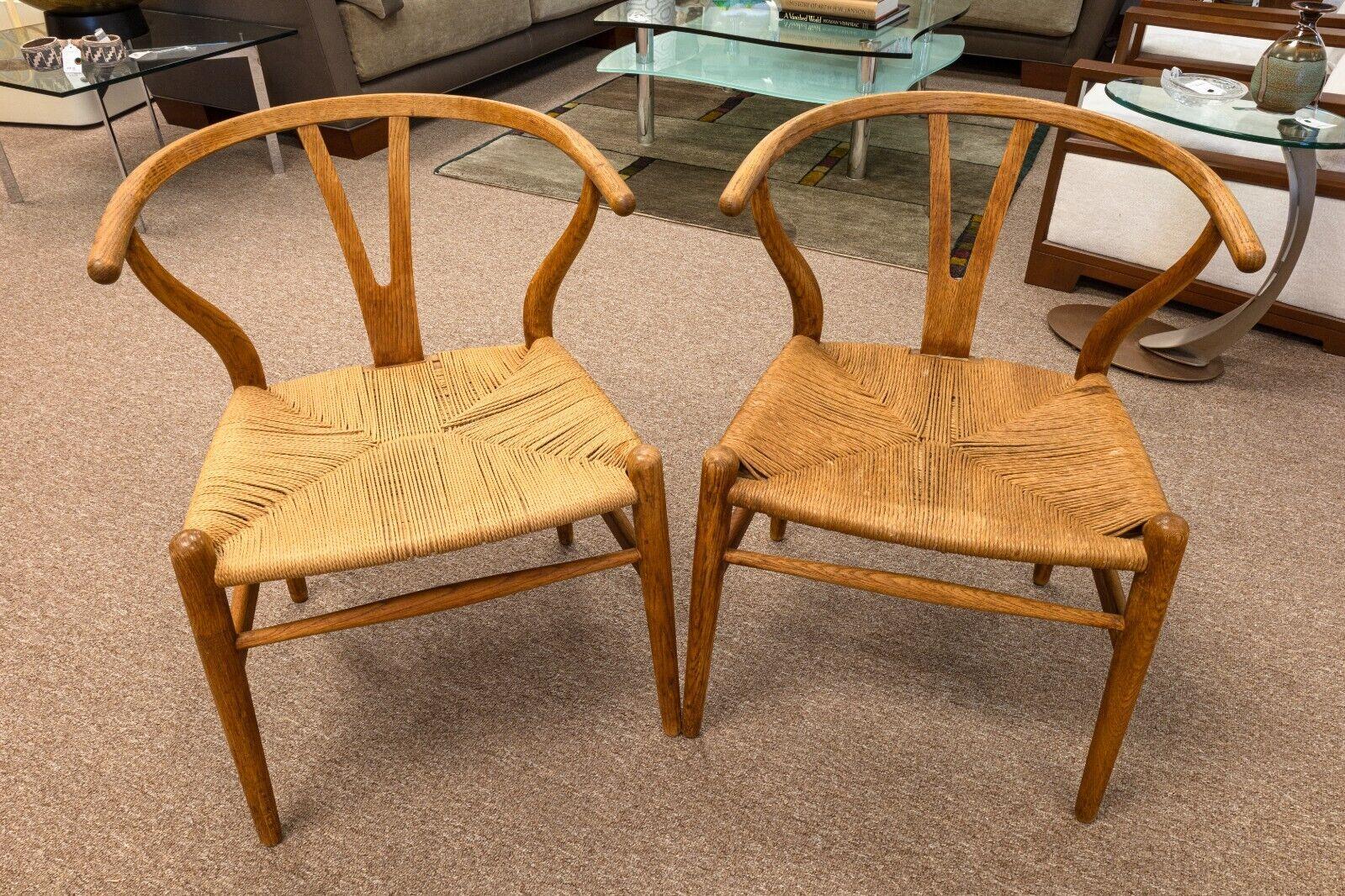 Pair of Original Vintage Mid Century Hans Wegner Teak Wood Wishbone Chairs 6