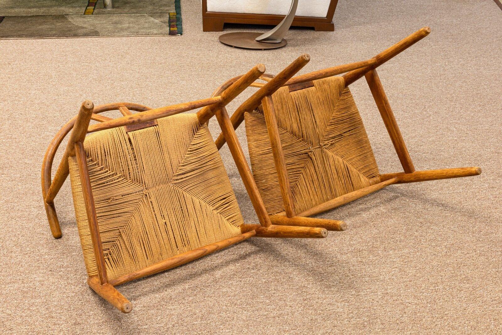 Pair of Original Vintage Mid Century Hans Wegner Teak Wood Wishbone Chairs 7
