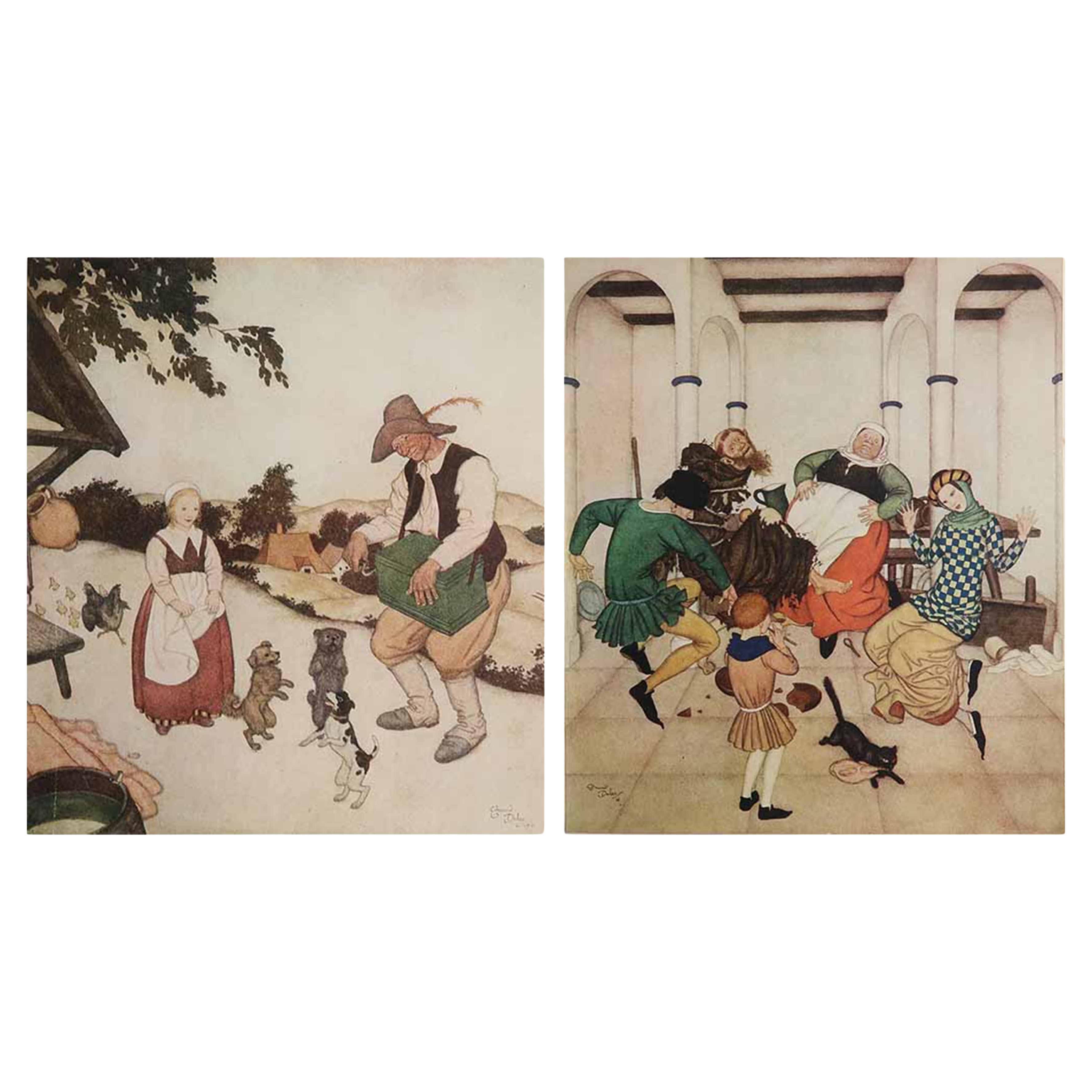 Coppia di stampe originali d
epoca di Edmund Dulac, C.1920