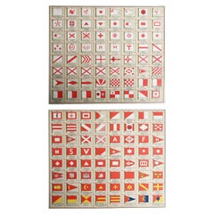 Pair of Original Vintage Prints of Yacht Flags, Dated 1923
