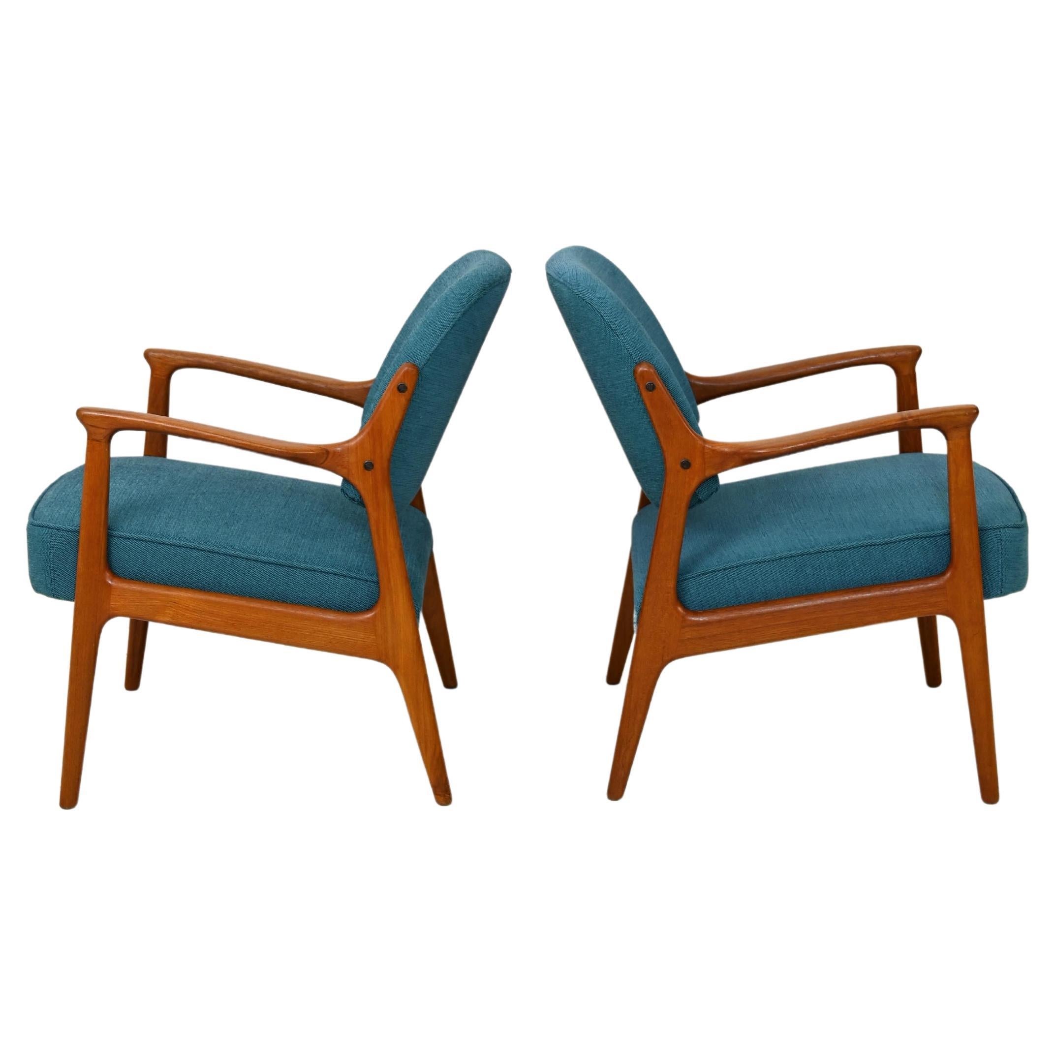 Pair of Original Vintage Scandinavian Armchairs Reupholstered