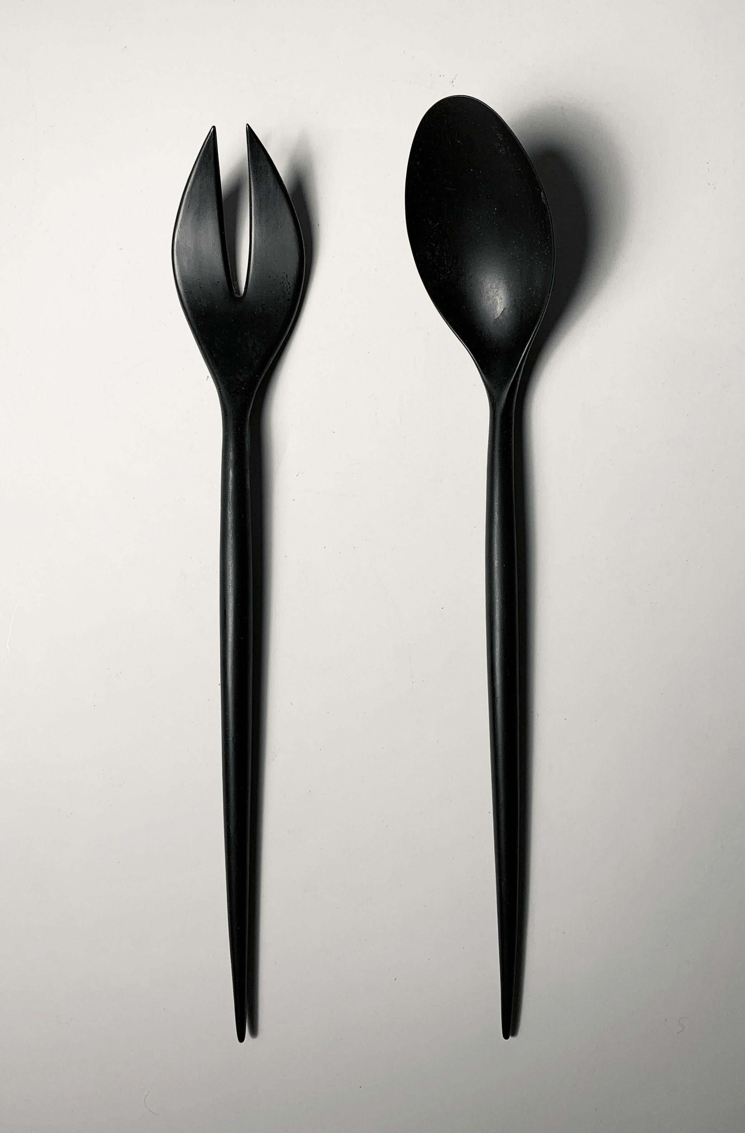 Pair of vintage server salad utensils by Herbert Krenchel

dims are of the spoon.
