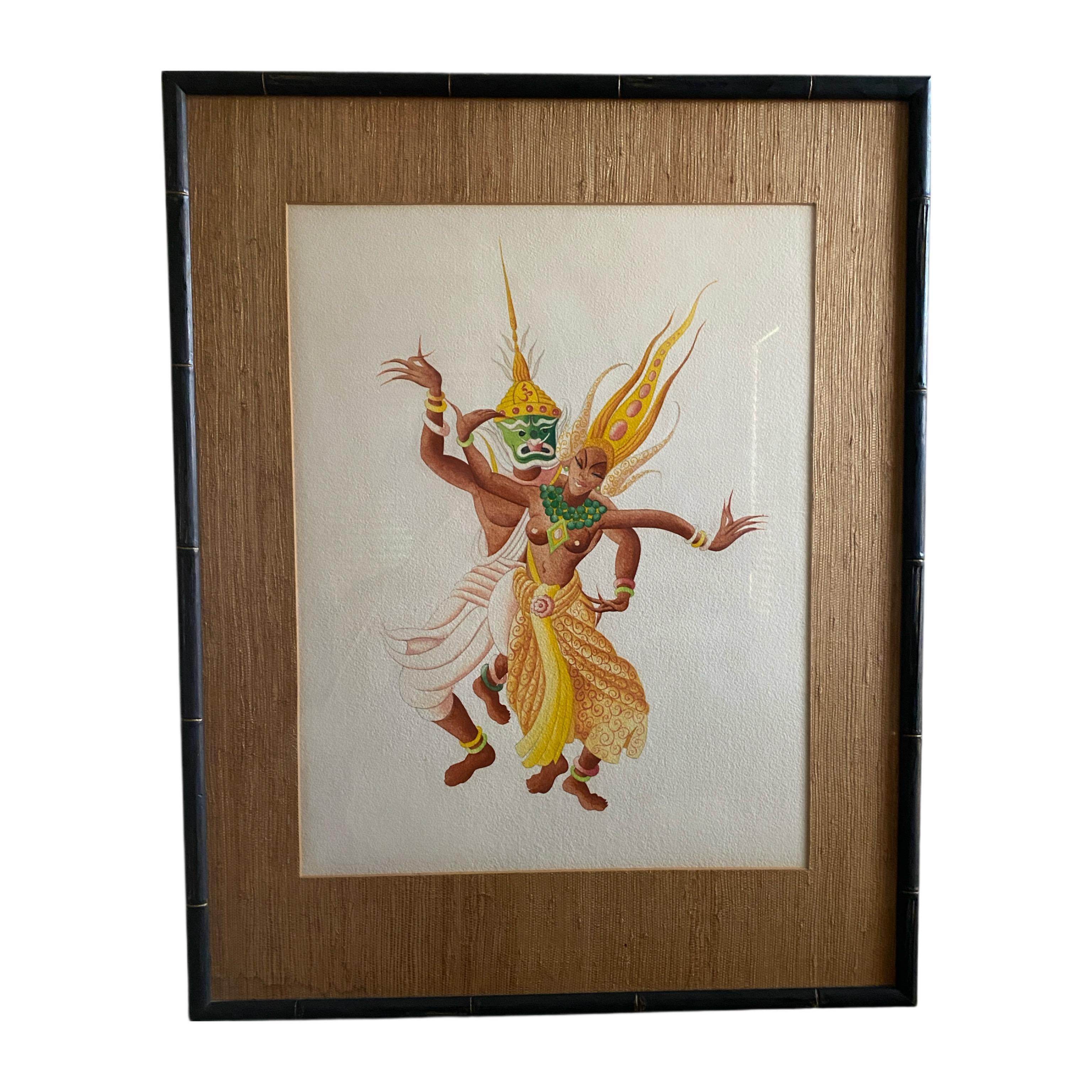 Sehr Weißer Lotus Thailand! 

Dieses Paar wurde in den 1970er Jahren bei WJ Sloans Beverly Hills gekauft. Der ursprüngliche Besitzer schätzte diese Originalgemälde, die stolz in seiner schicken Tahiti-Bar in seinem Spielzimmer in Beverly Hills
