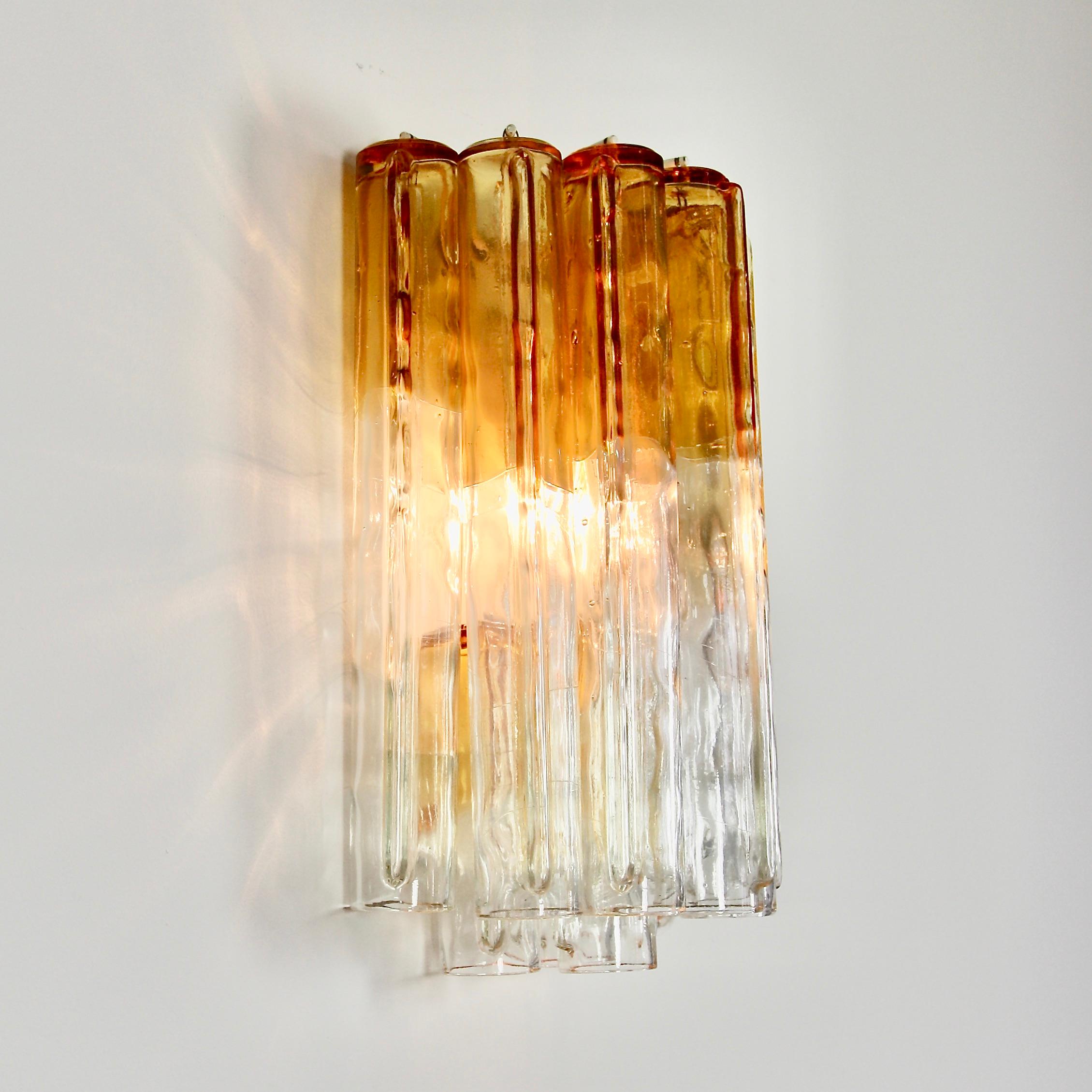 Mid-Century Modern Pair of Original Wall Sconces by Venini, Italy, 1960s