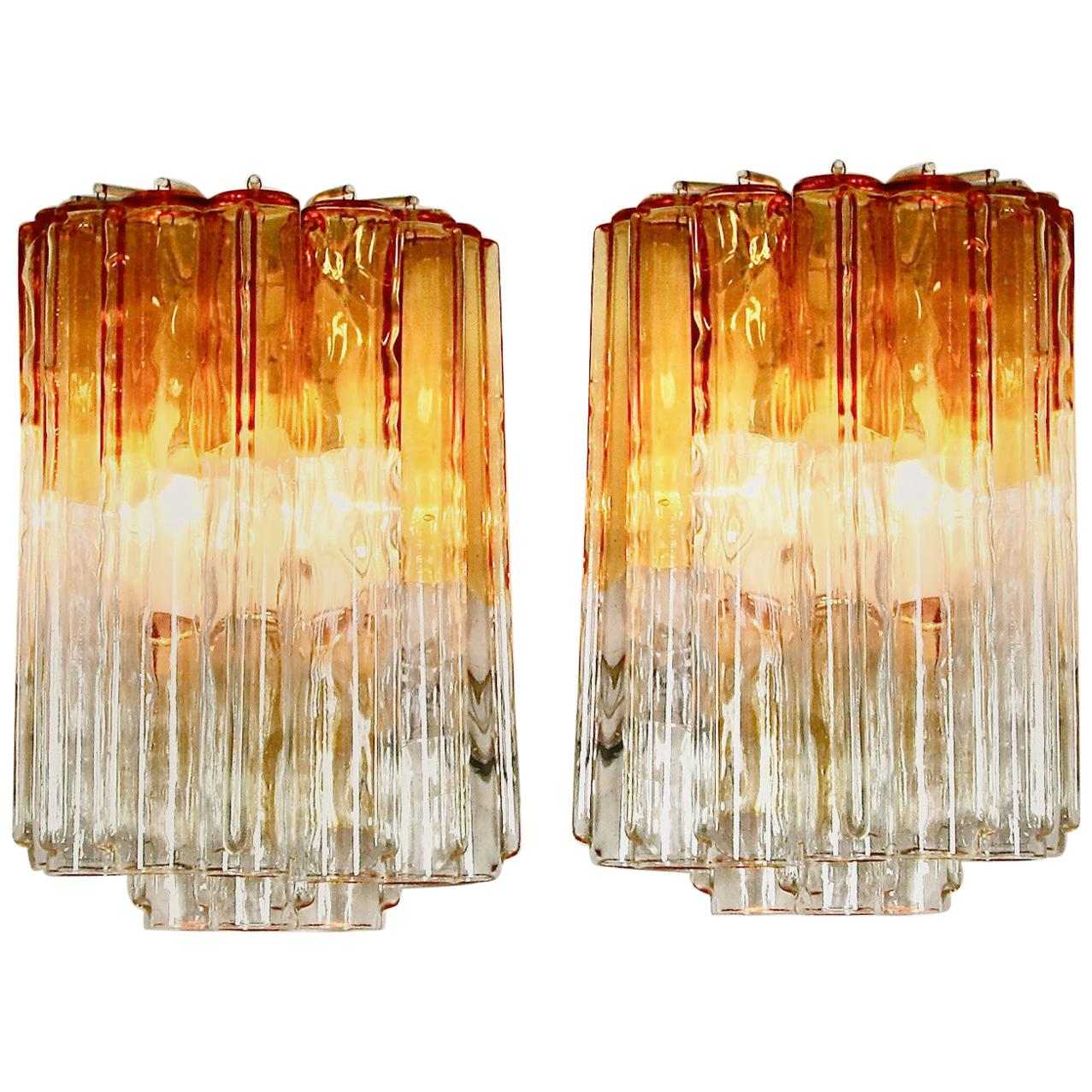 Pair of Original Wall Sconces by Venini, Italy, 1960s