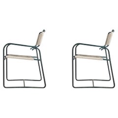 Pair of Original Walter Lamb for Brown Jordan Armchairs, New Cording, circa 1960